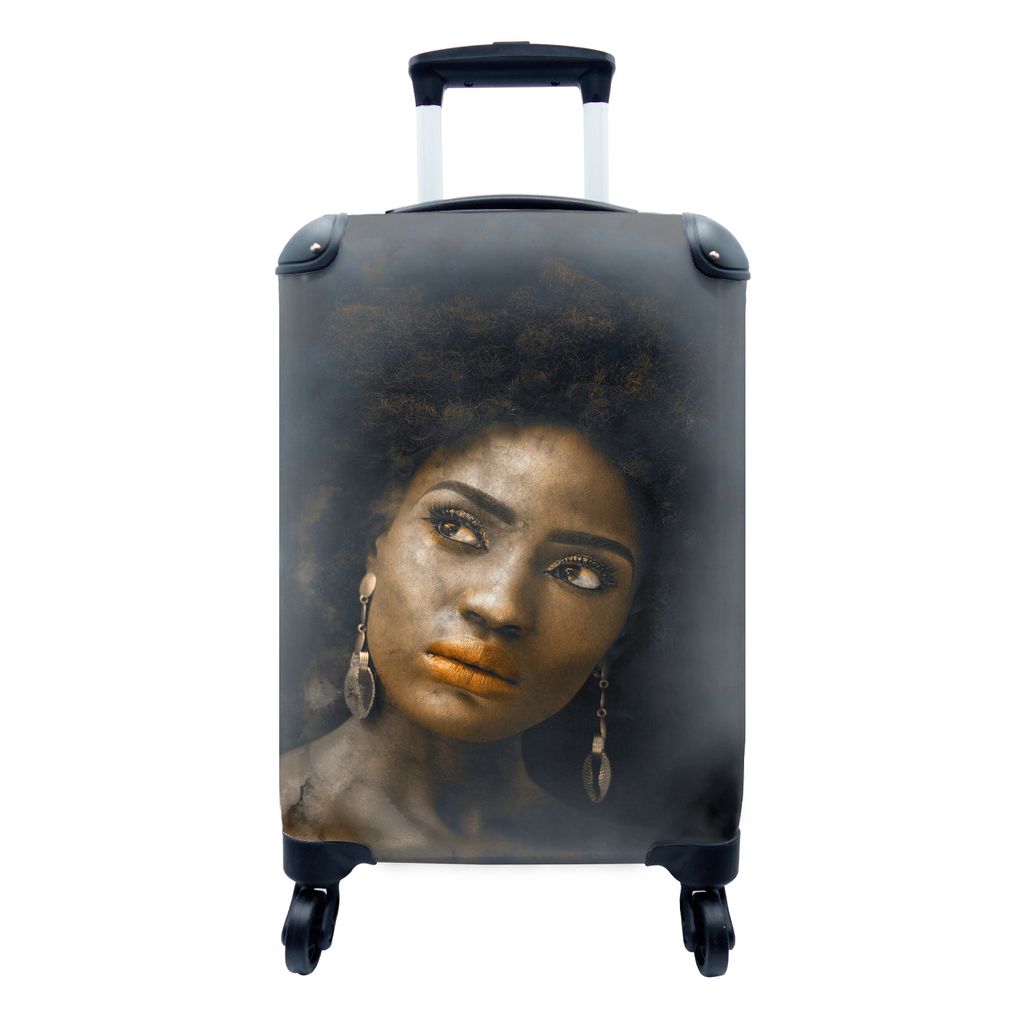 MuchoWow Koffer Handgepäck Trolley Rollkoffer Kleine Reisekoffer mit 4 Rollen - Frauen - Farben - Ohrringe - Cabin Size < 55x40x23 cm & 55x40x20...