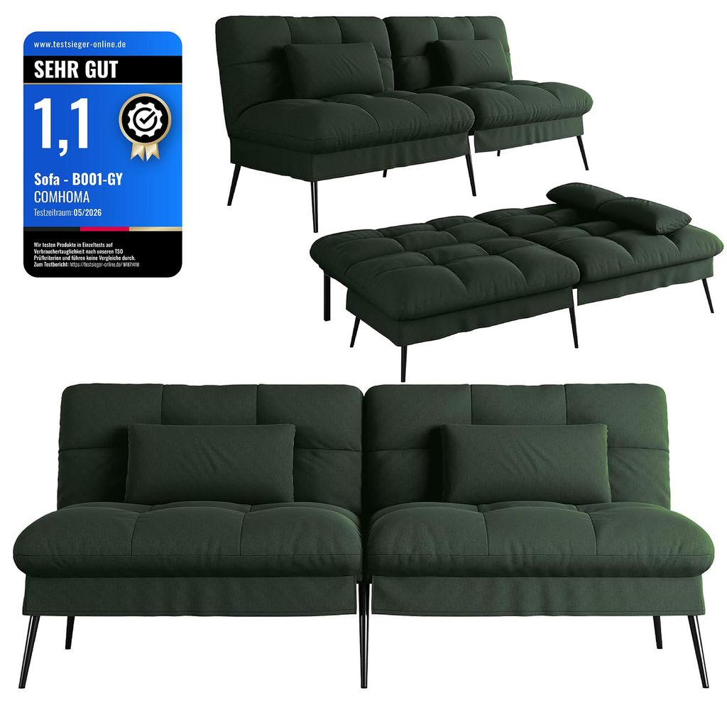 COMHOMA Sofa Schlafsofa mit Schlaffunktion, überzug Futon Produktbild 