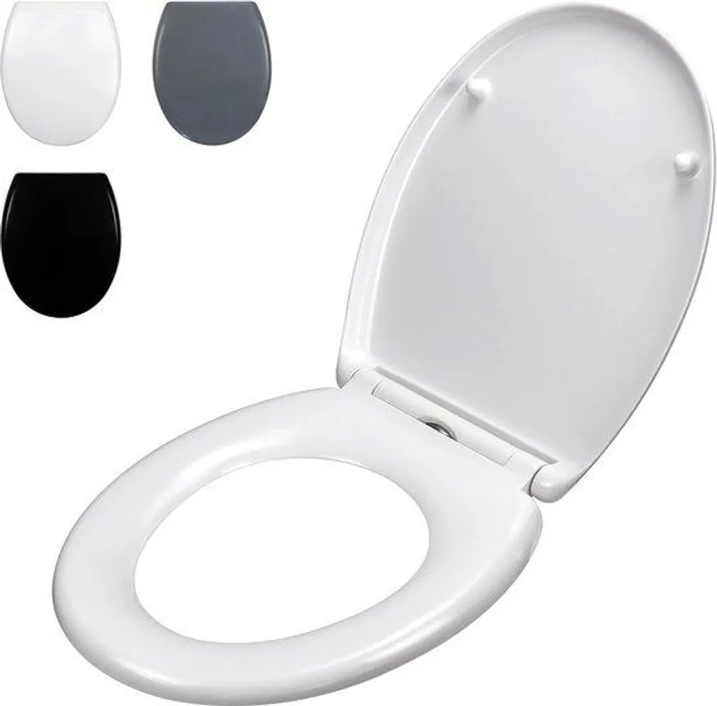 Siège de WC ovale blanc anti-choc en urée avec fermeture amortie douce