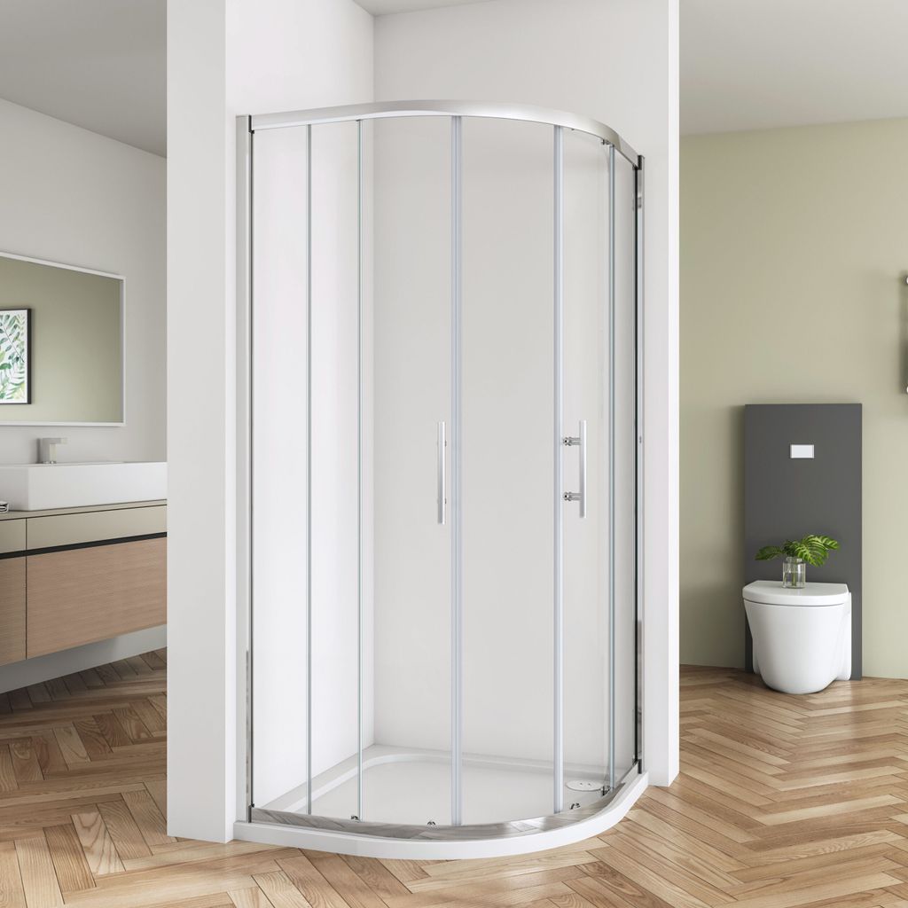 80x80x185cm Viertelkreis Duschkabine Duschabtrennung ESG Glas Mit Duschtasse