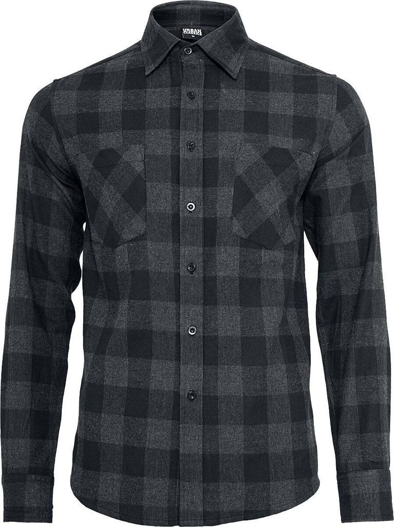 Urban Classics CHECKED FLANELL Hemd schwarz charcoal - L Produktbild 