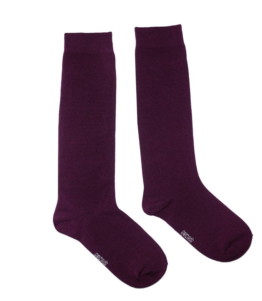 Damen Kniestrümpfe Einfarbig Natur Violett Größe 35-38 Produktbild 
