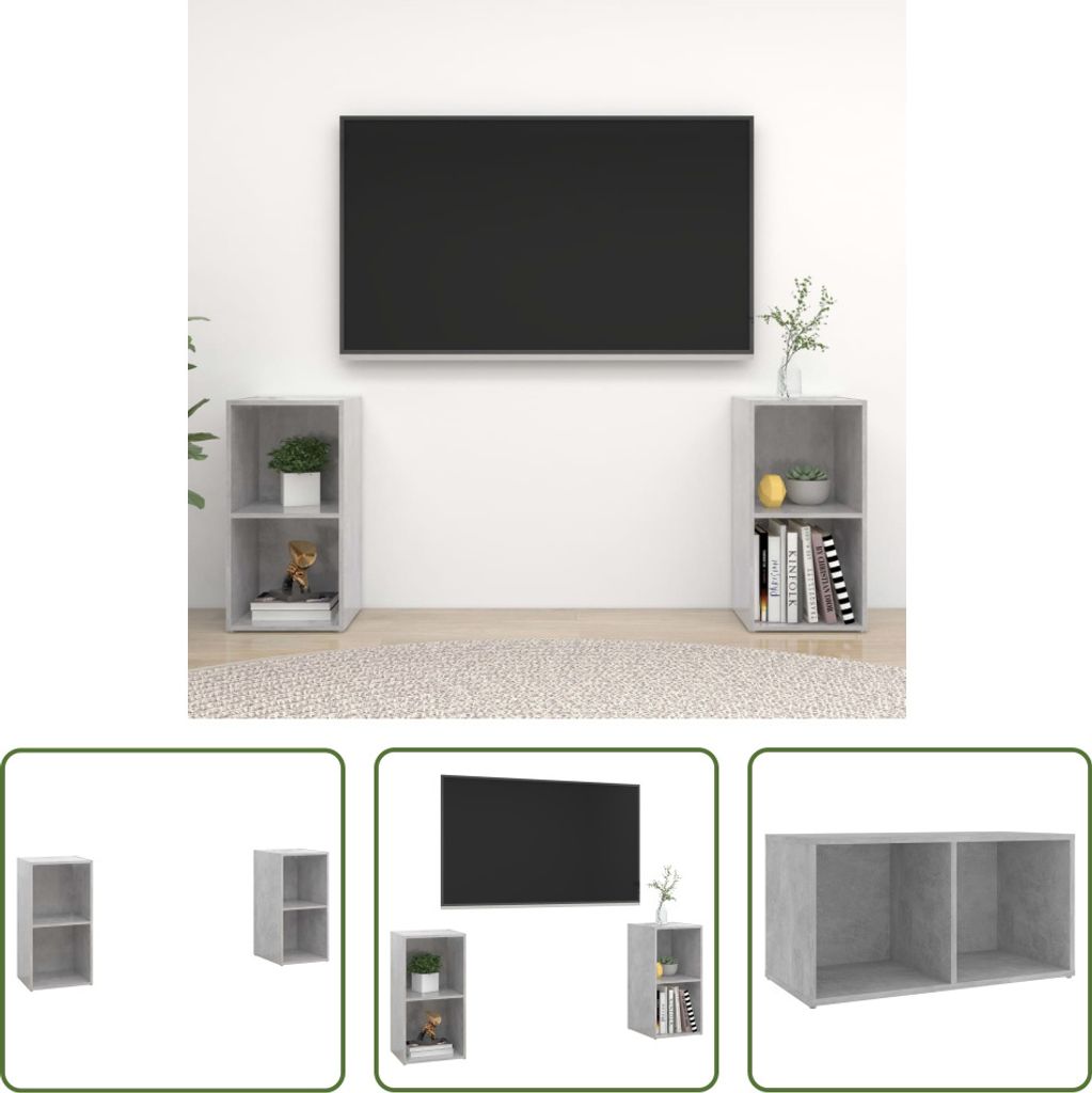 The Living Store TV-Schränke 2 Stk. Betongrau 72x35x36,5 cm Holzwerkstoff