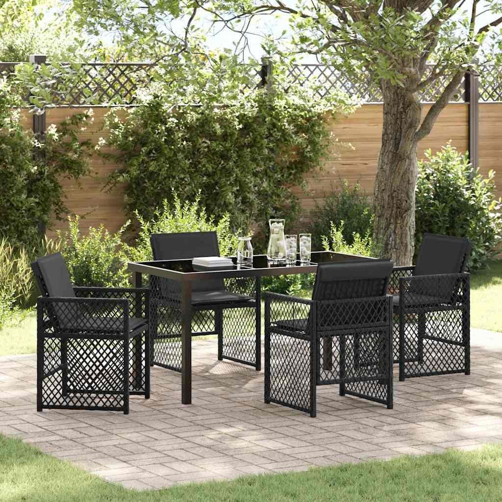 Maison Exclusive - Garten Essgruppe 5 pcs Schwarz Poly-Rattan