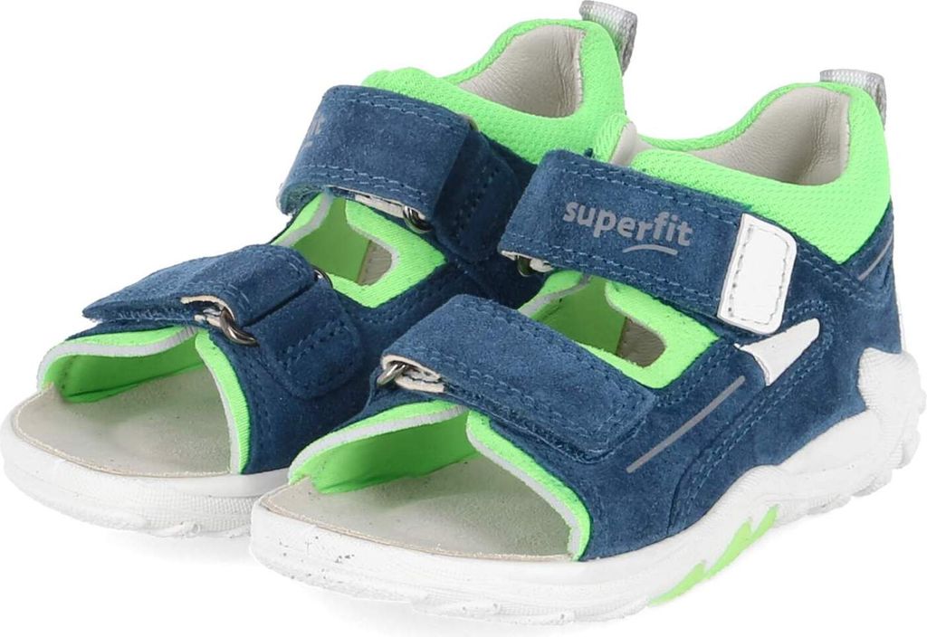 Superfit Jungen Sandalen Miniletten FLOW Blau Grün Rauleder Textil Größe: 24
