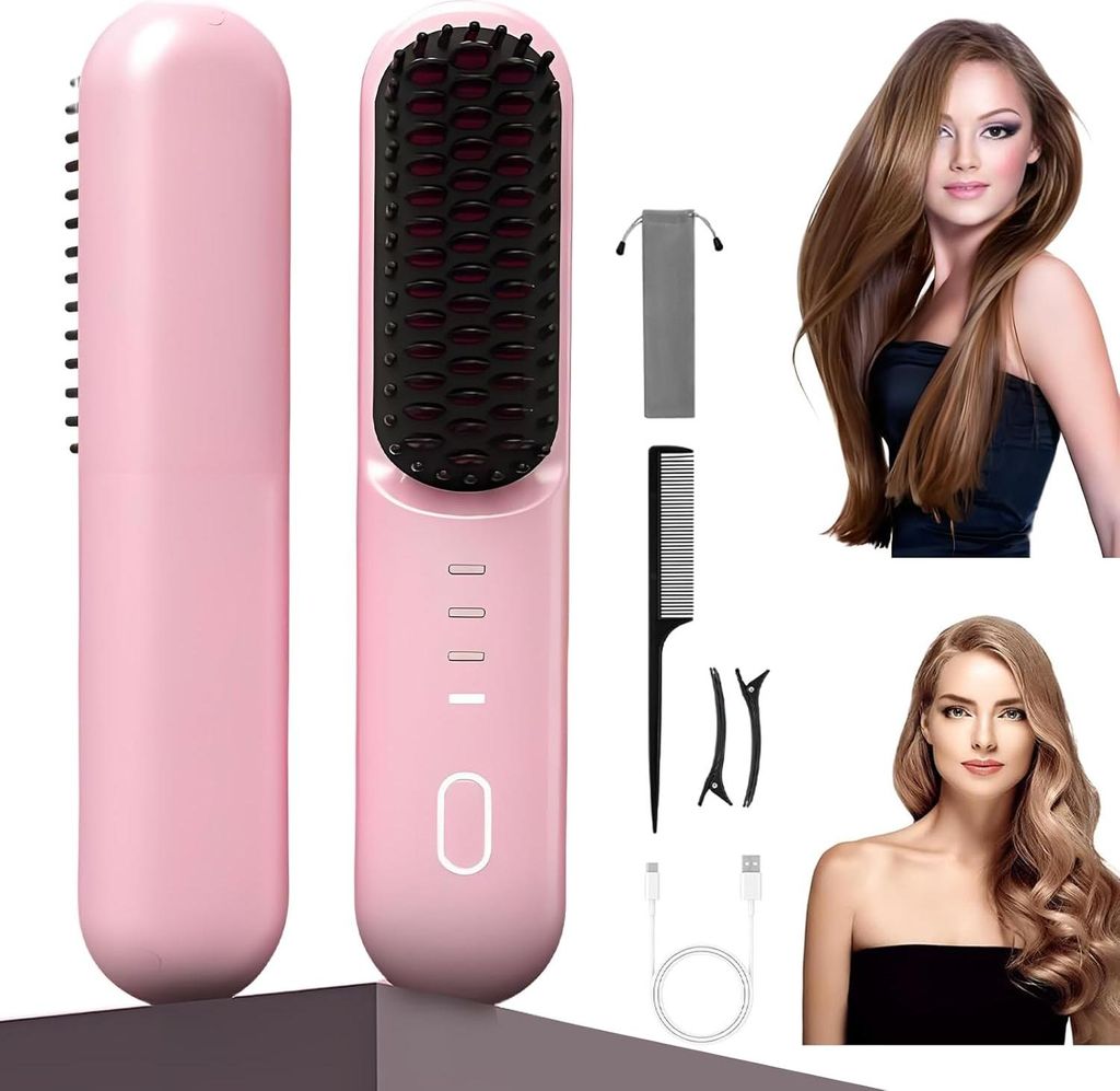 Kabelloser Mini-Haarglätter, 3D-Glätteisen mit 4 Temperaturstufen (140-200°C) für Glätten und Locken