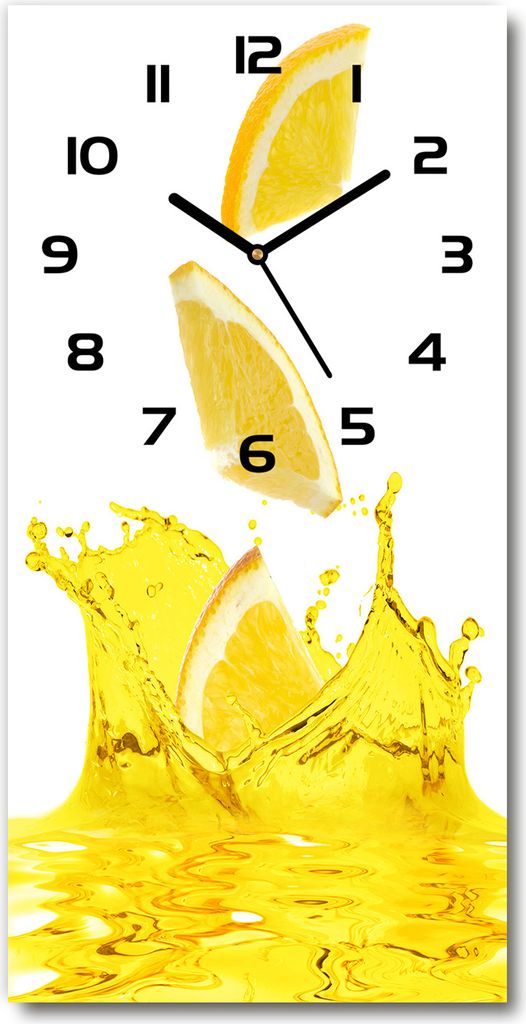 Wanduhr aus Glas – 30x60 cm - Glasbild - Glasuhr - Gehärtetes Glas -Zitronensaft