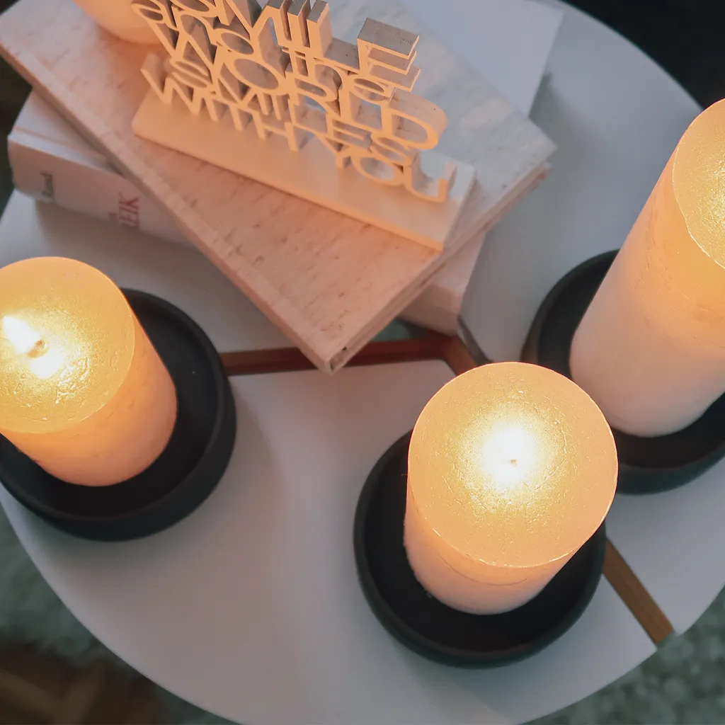 Bougeoir pour centre de table de mariage ou salon aspect pierre gris
