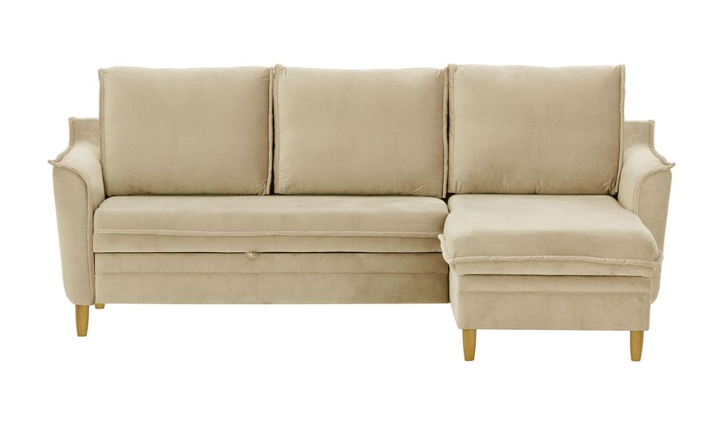Ecksofa mit Schlaffunktion und Bettkasten Amour - hellbeige - Velluto 2