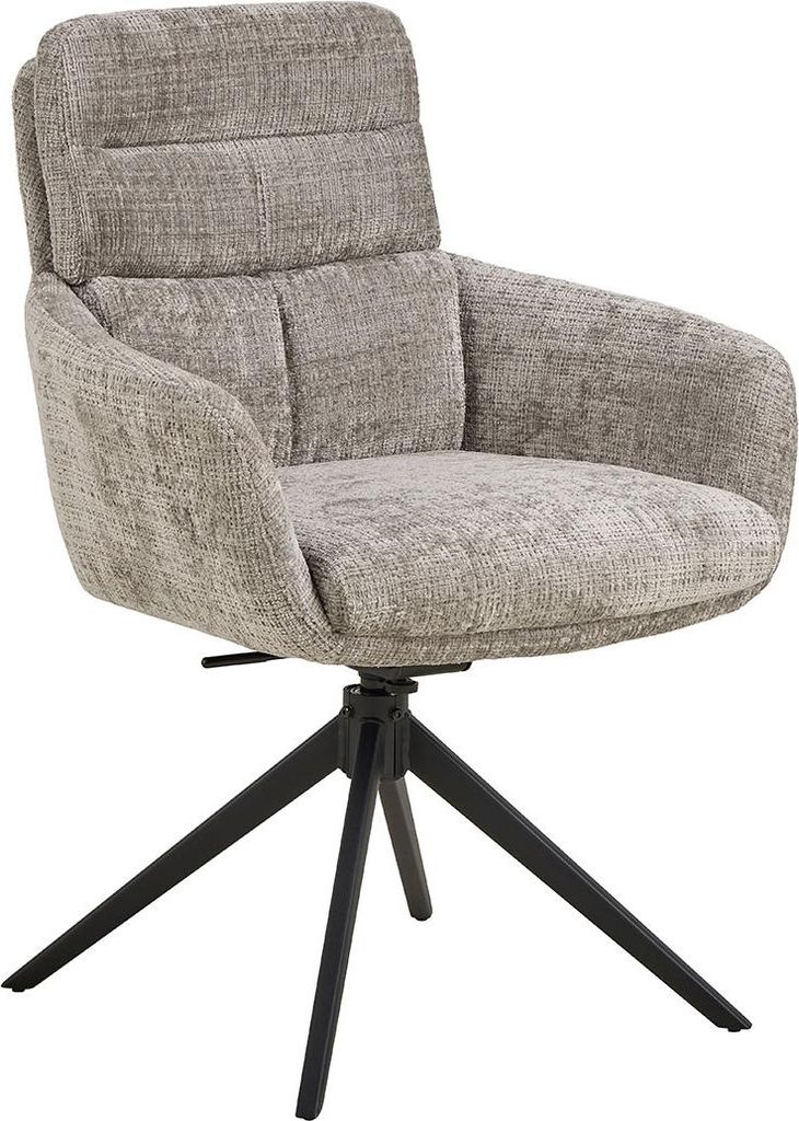 (2er Set) Roger Esszimmerstuhl mit Armlehne grau.