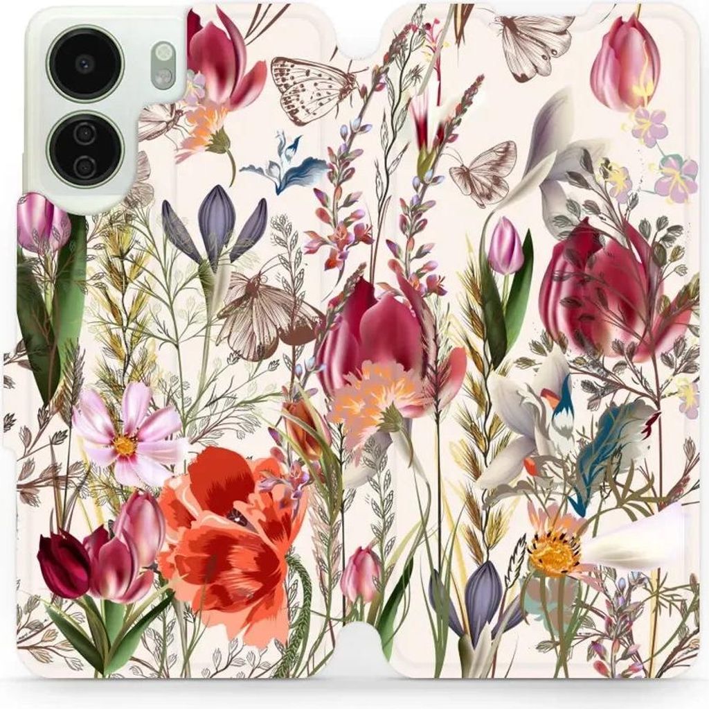 Handyhülle mit klappe für Xiaomi Redmi 13C 4G, Mobiwear Book, Blumenstrauß