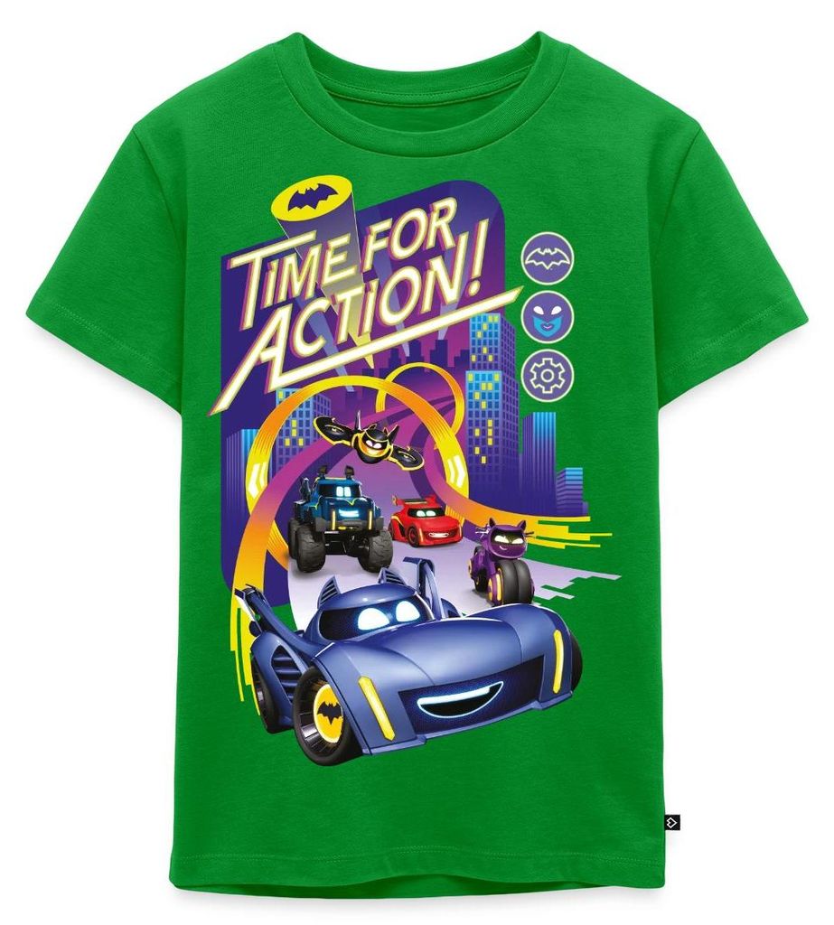 Spreadshirt Batwheels Cooler Spruch Time For Action Kinder Premium T-Shirt, 110/116 (4 Jahre), Grün