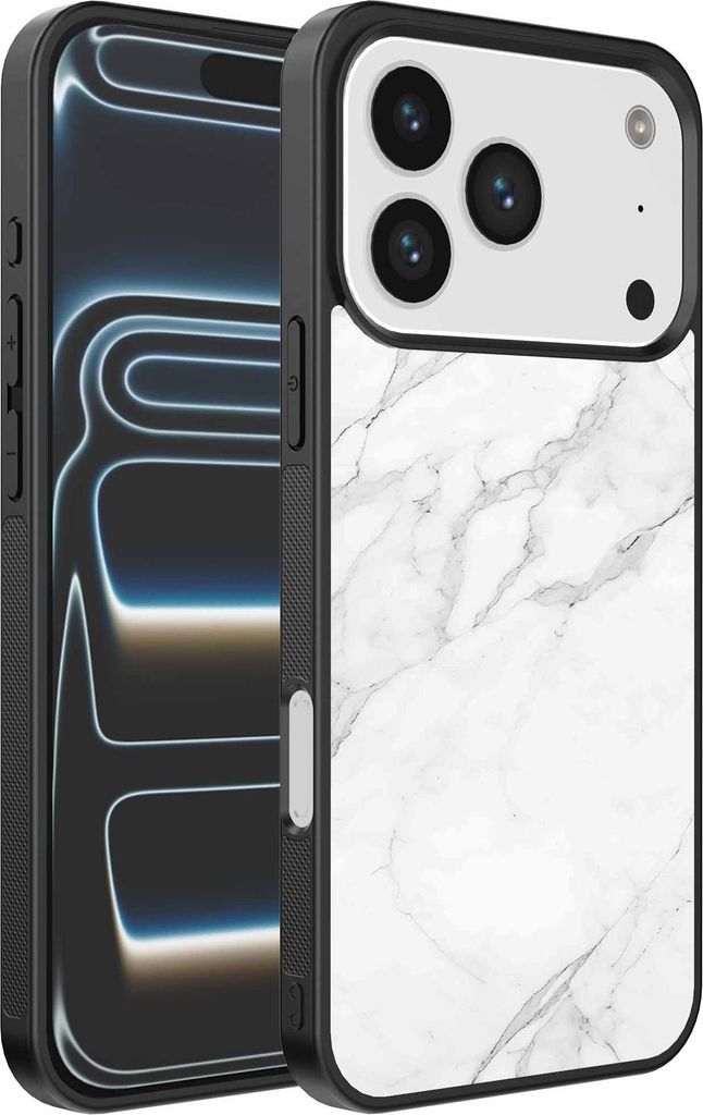 Fit für iPhone 17 Pro Telefon Fall mit weißen Marmor Impressum - TPU Backcover Fall weißen Marmor Design - schwarz - Smartphonica