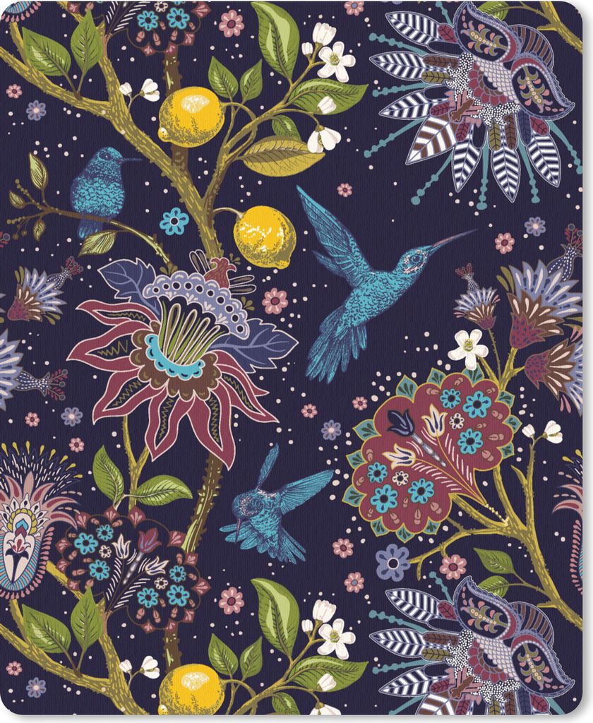 MuchoWow Mauspad Mousepad Muster - Vogel - Blume 30x40 cm - Mousepads - Maus Mat - Pad - Mausunterlage - Mausmatten
