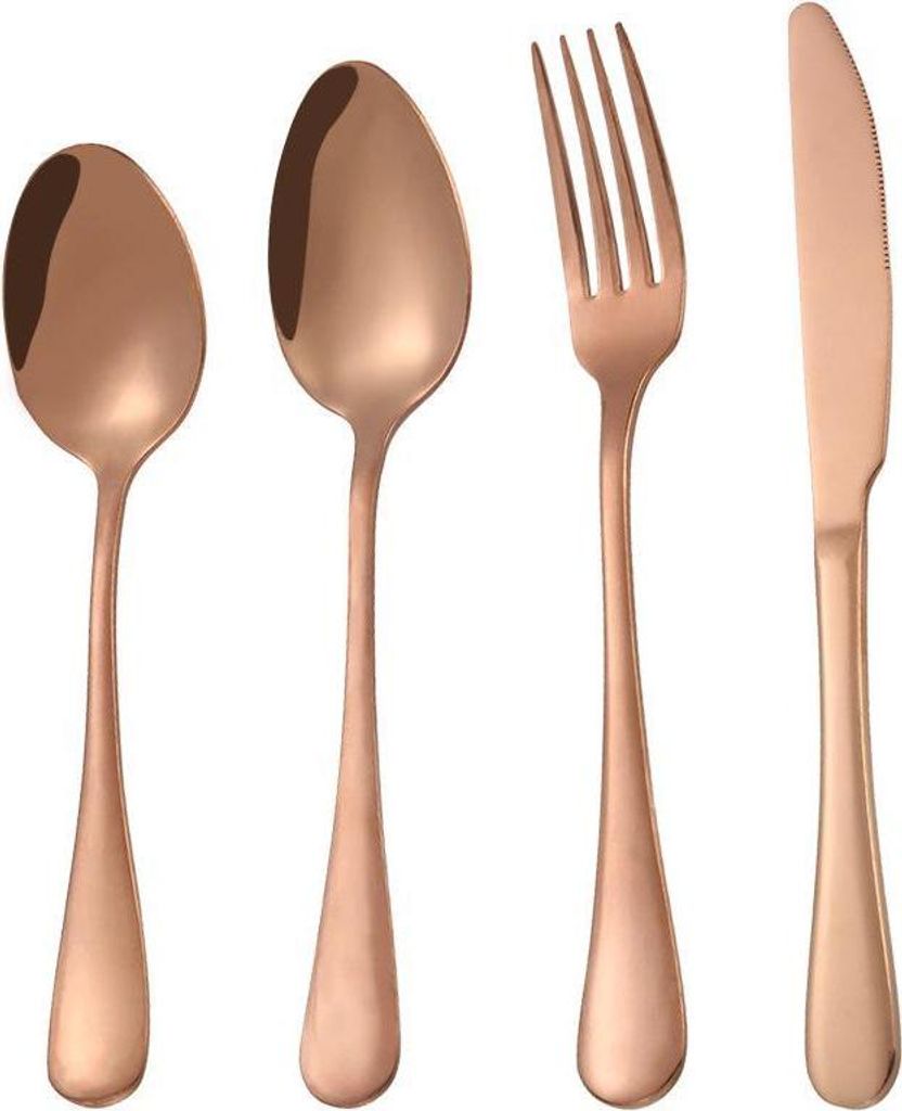 Besteckset aus Edelstahl, 4-teilig - Roségold