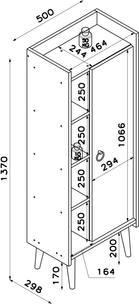 Armadio Multiuso Skye Decor Ruby Noce e Antracite - 50x140x30 cm - 8