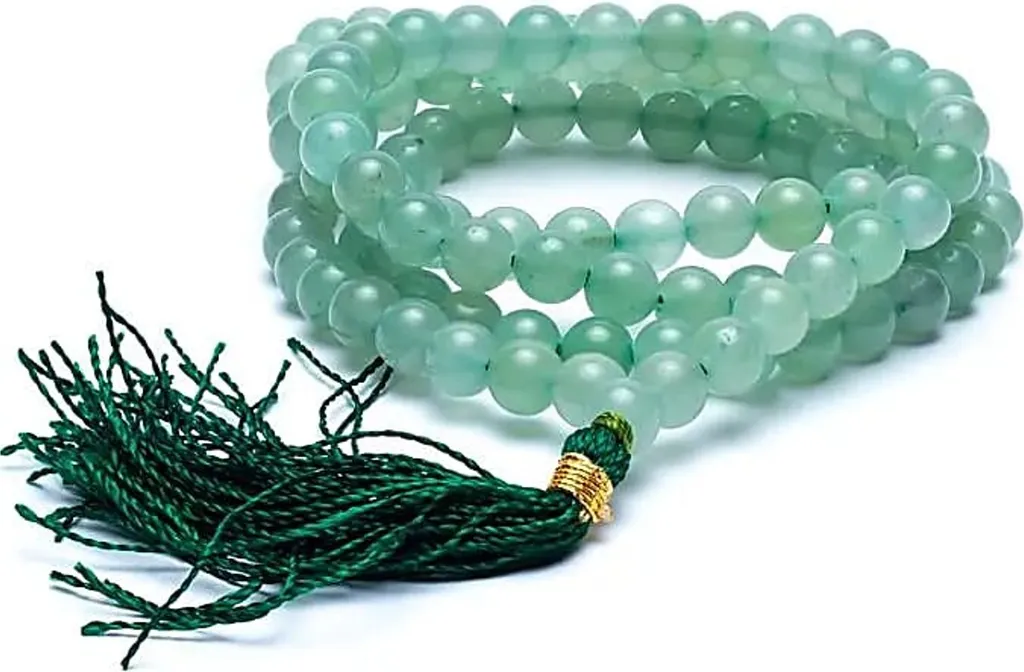 Mala 108 Perles Aventurine AA 6mm - Pierres Naturelles et Brocart Zen