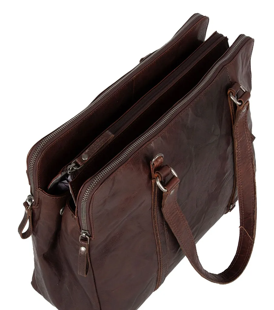 Protégez votre Laptop avec ce Sac d'Épaule en Cuir Marron Anti-Choc - 4