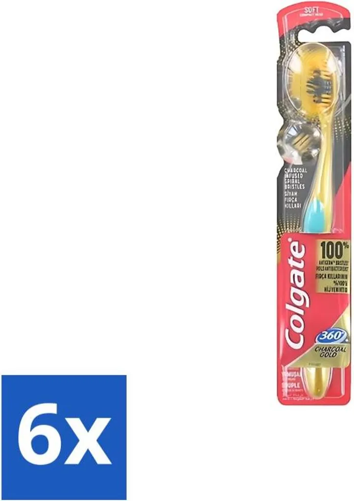 Offerta Colgate 360 Charcoal Gold Soft - Confezione da 6 Spazzolini