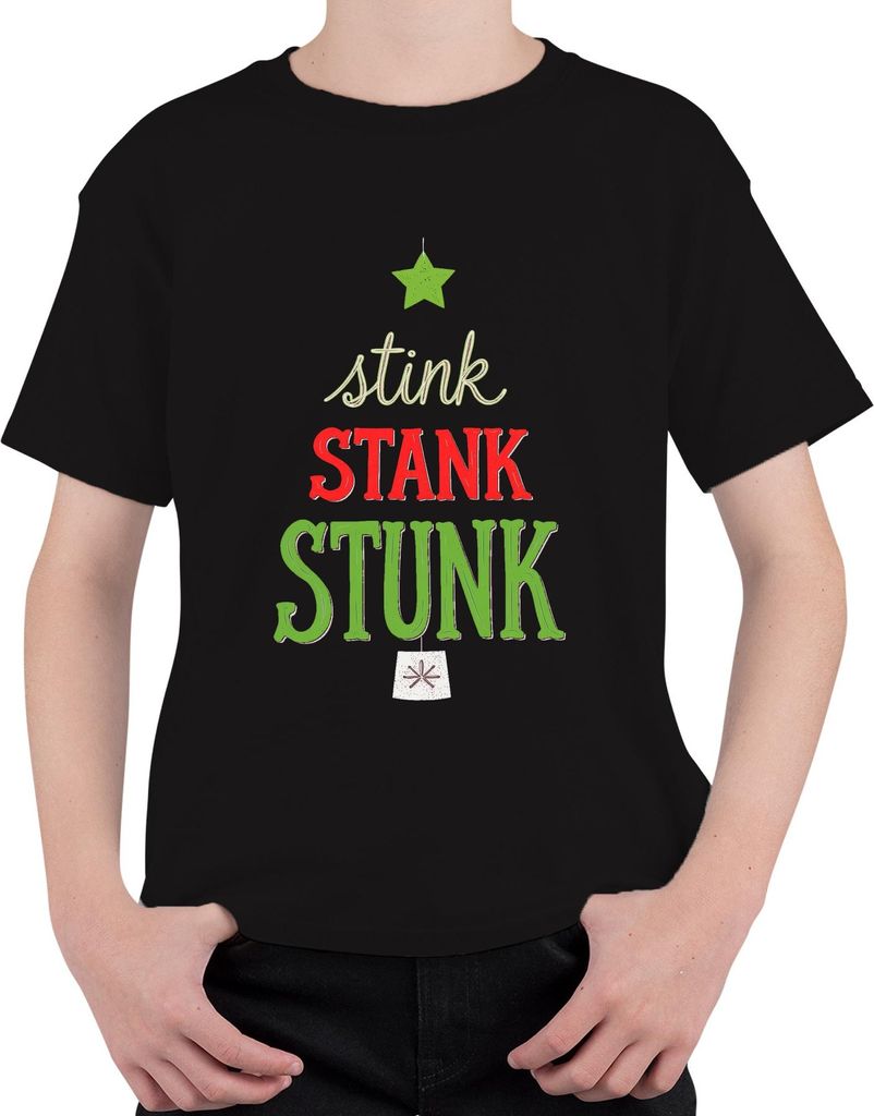 stink STANK STUNK Weihnachten Grinch Lustig Geschenk Humor Spaß Uni Kinder T-Shirt, Schwarz, 152