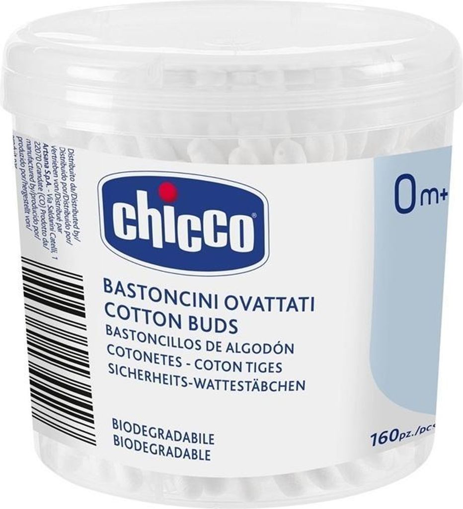 Chicco Patyczki do uszu 0m+, 160 sztuk Zdjęcie produktu 