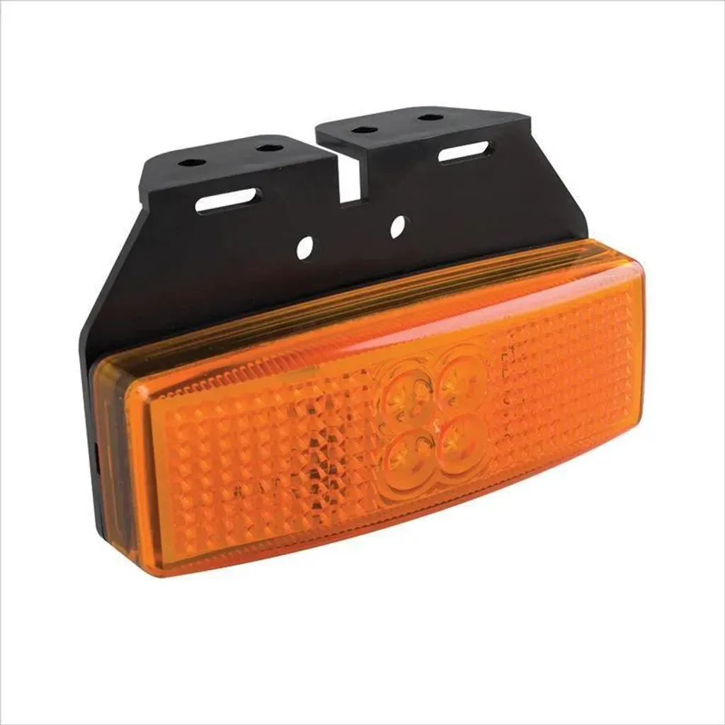 Side-Marker LED Ambra Omologato 110x40mm 12/24V con Supporto
