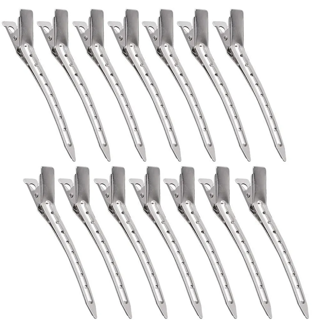 24 Pinces Crocodiles 9 cm en Métal Noir pour Coiffure Professionnelle