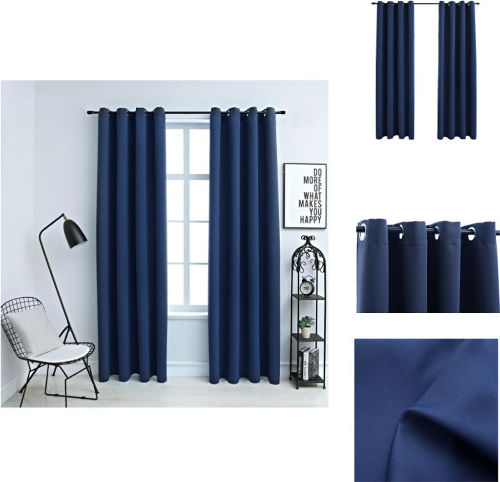 vidaXL Verdunkelungsvorhänge mit Metallösen 2 Stk. Blau 140x245cm - Vorhänge & Gardinen