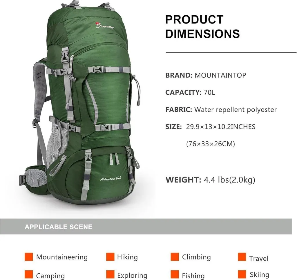 Sac à dos de randonnée 70L polyvalent pour le trekking et camping - 2