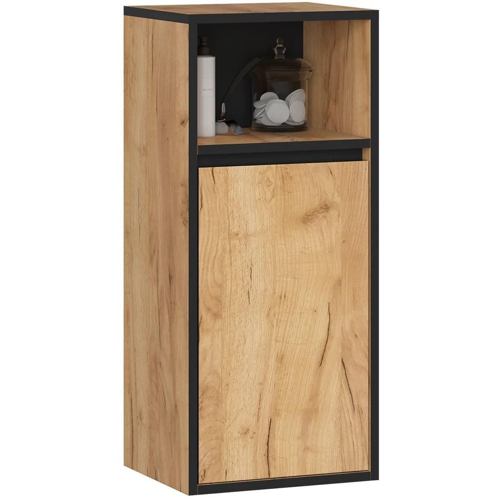Badezimmer-Hängeschrank VAMI Craft Eiche, Schwarz 1 Tür 3 Produktbild 
