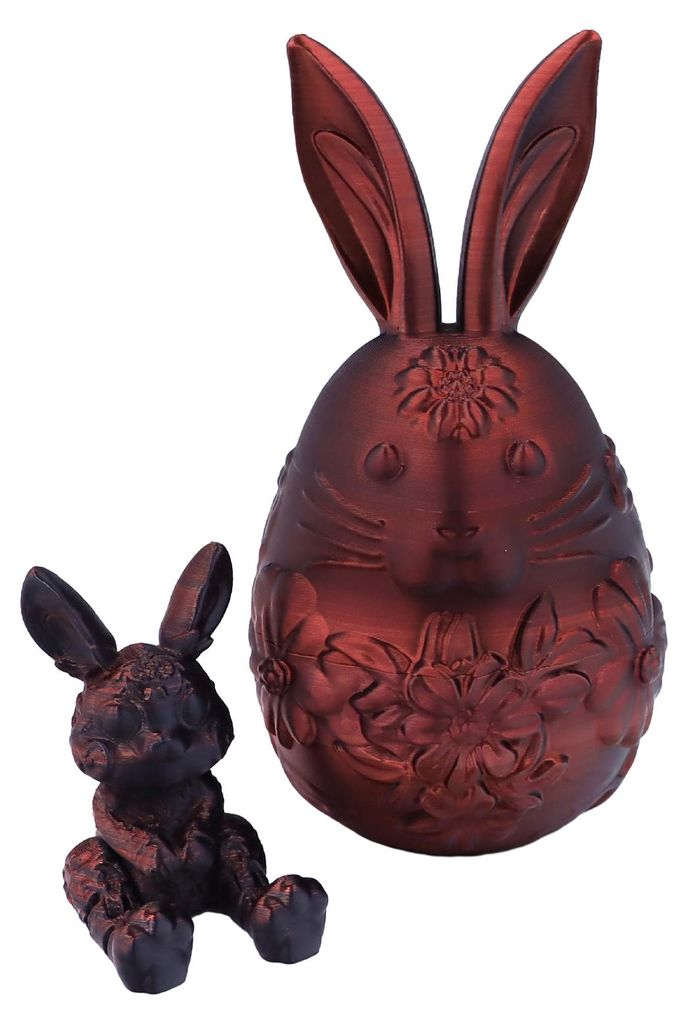 Osterhasen-Ei-Ornament mit beweglichem Hasen im Inneren, 3D-gedruckte Hasen-Blumen-Ei-Figur, Osterdekoration