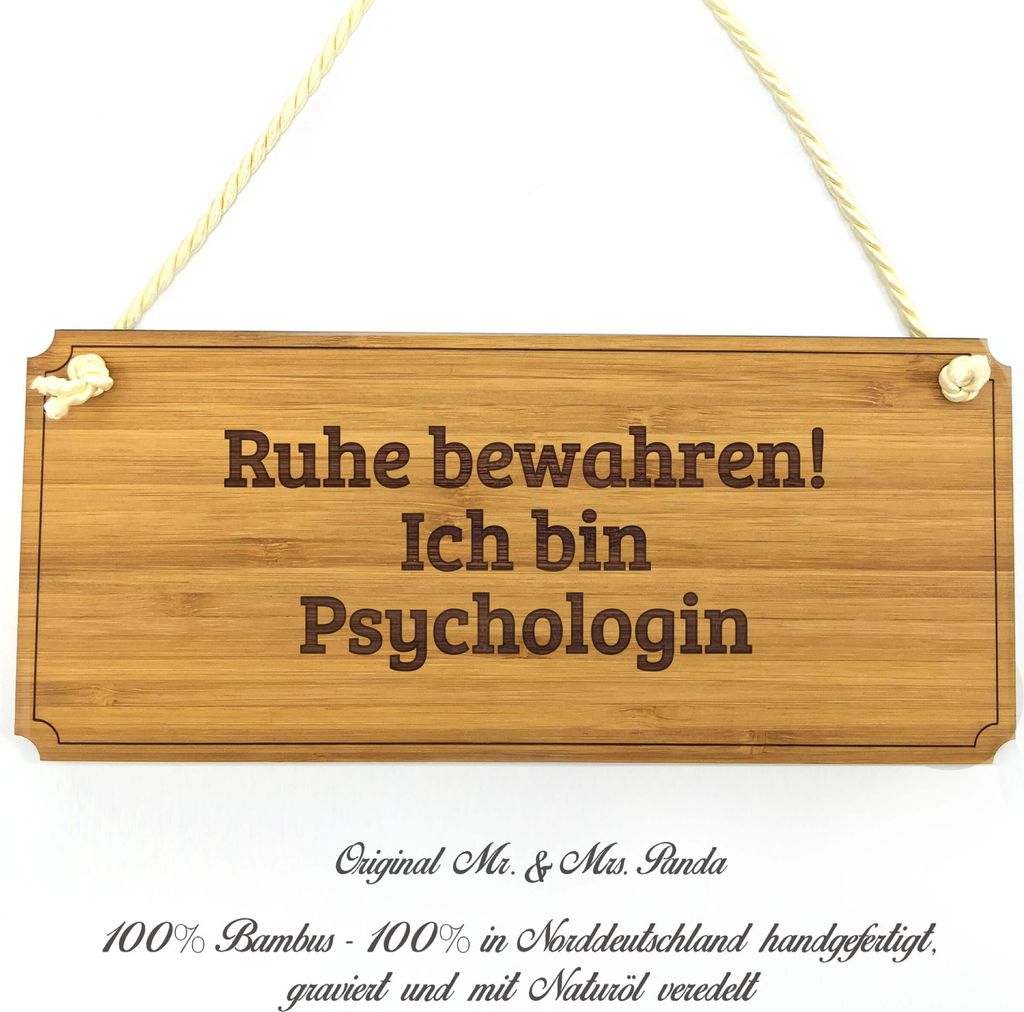 Mr. & Mrs. Panda Hinweisschild Psychologin - Geschenk, Werbeschild, Schild, Schenken, Graviert, Holz Türschild, Geschenkidee, Shabby, Eingangsschi...