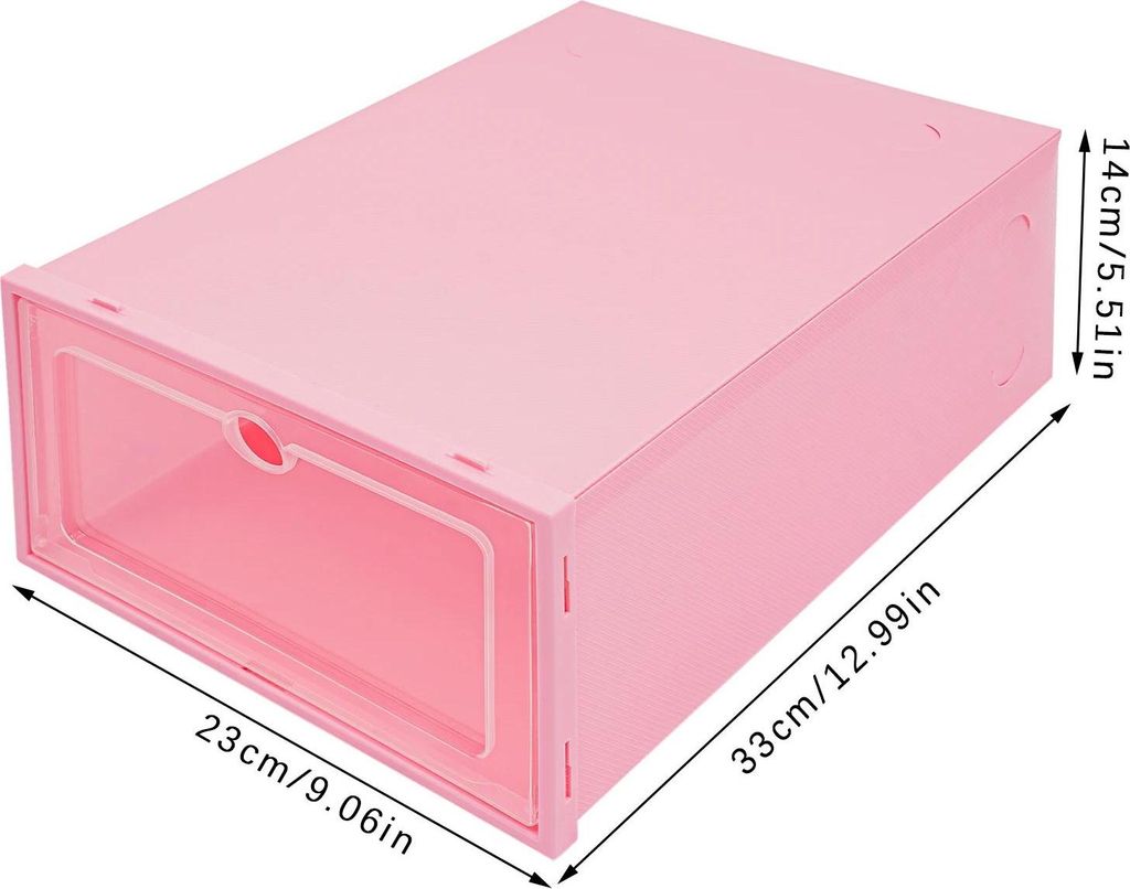 Schuhboxen 24er-Pack - Schuh-Aufbewahrungsbox - Stapelbar - Klappdeckel - Staubdicht - Schnappverschluss - Faltbar - Für Sneaker & Stiefel - Rosa