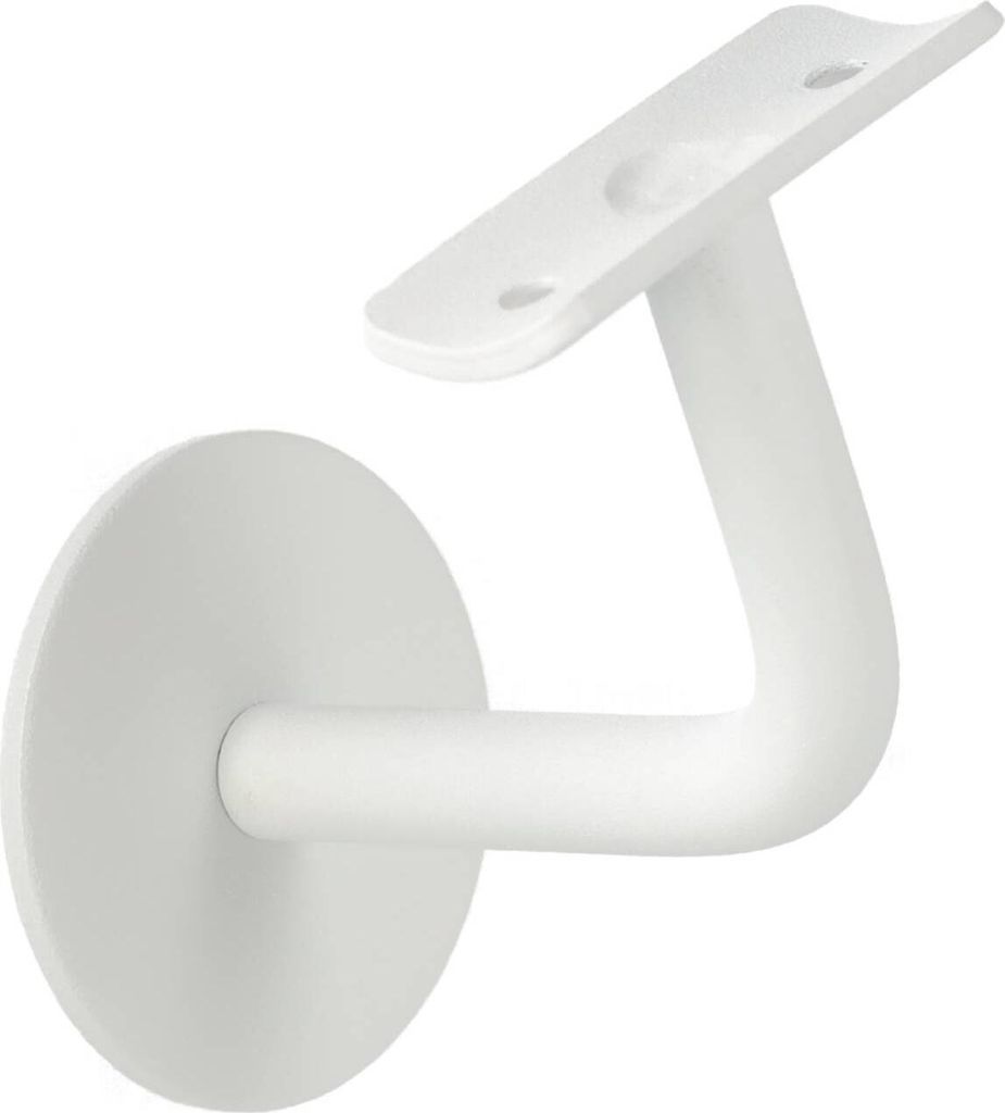 Modell K Handlaufhalter Weiss lackiert gewinkelt mit Produktbild 
