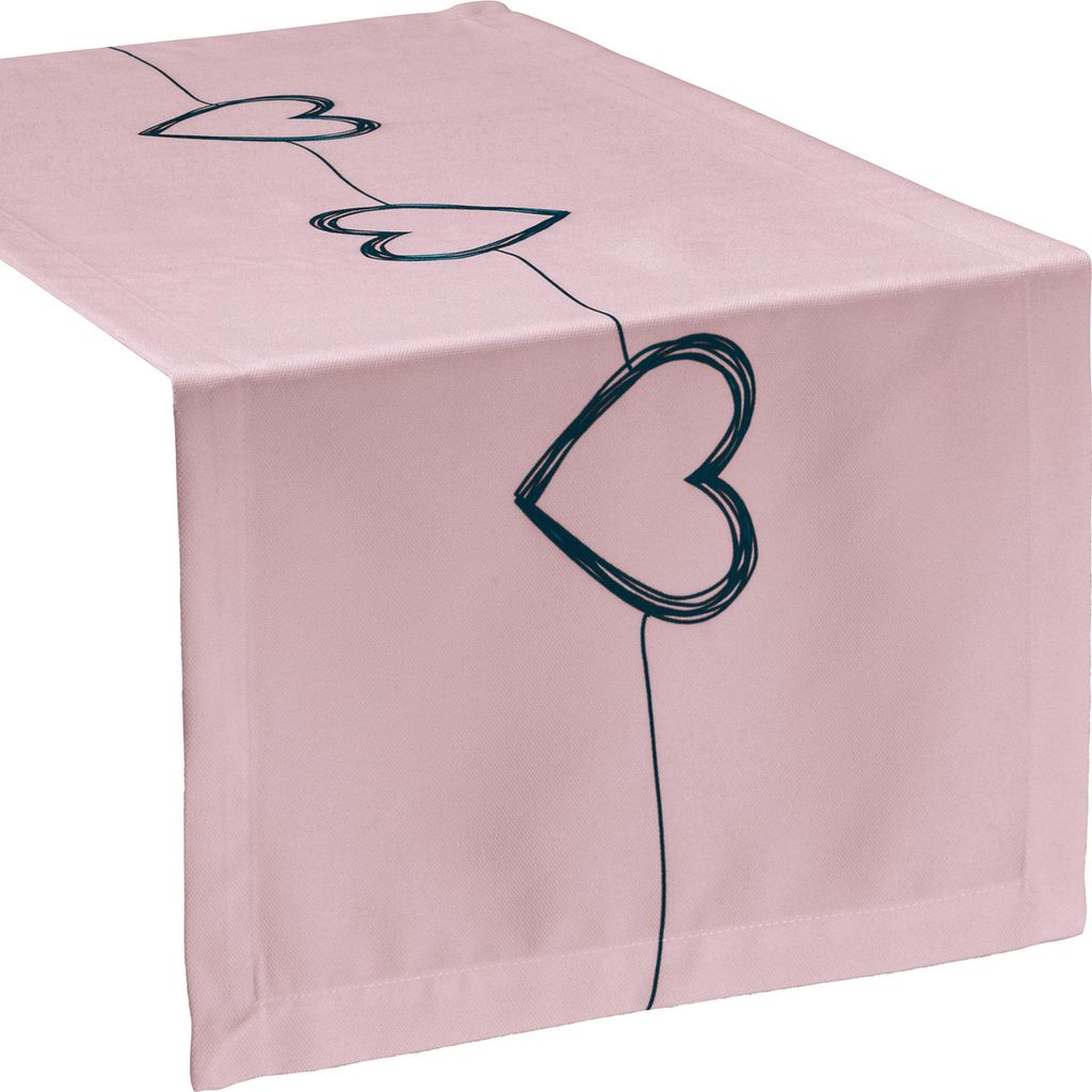 Erwin Müller Tischläufer Herz" rosé-schwarz 40x100 cm"