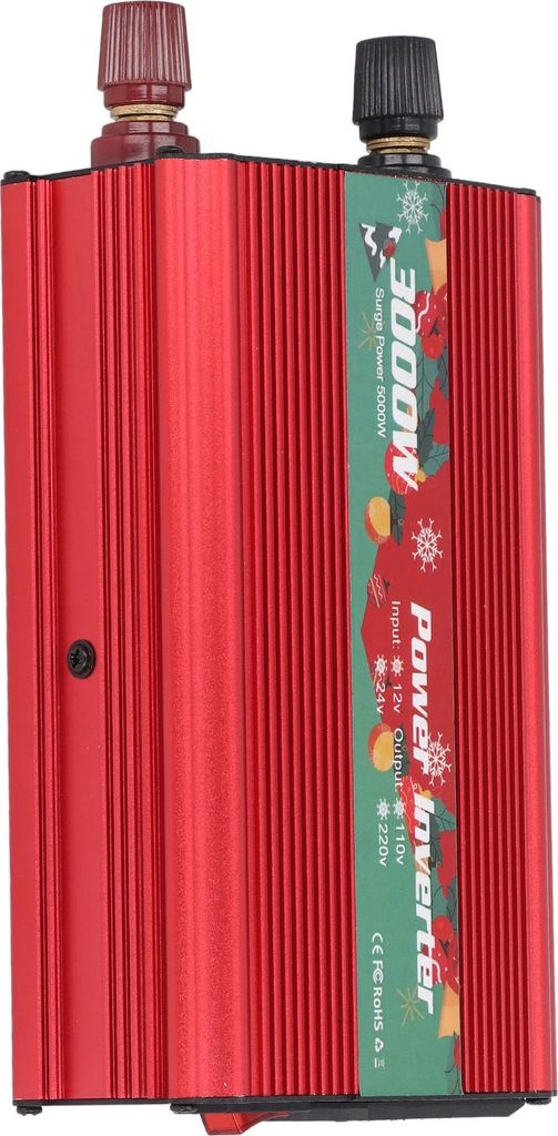 Power Inverter Aluminiumlegierung DC12V zu AC Power Low Noise Sinus-Wechselrichter für Mehrzweck-Laden 3000W Rot 110V 60Hz
