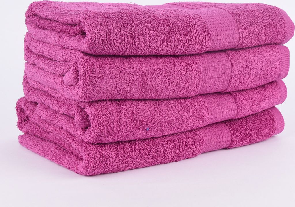 4er Set Duschtücher 70x140cm Qualitätsfrottee 100% Baumwolle 500g/qm einfarbig Farbe pink