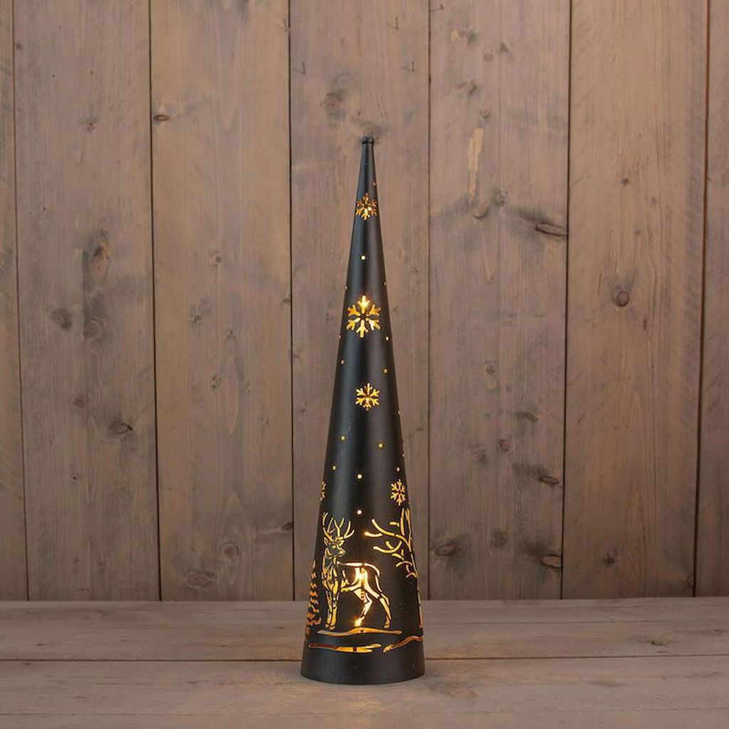 Weihnachtsdekoration Kegel mit Hirsch und Schneeflocke, Produktbild 