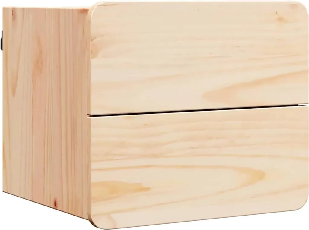 Table de chevet robuste en bois de pin massif marron - Finition Premium