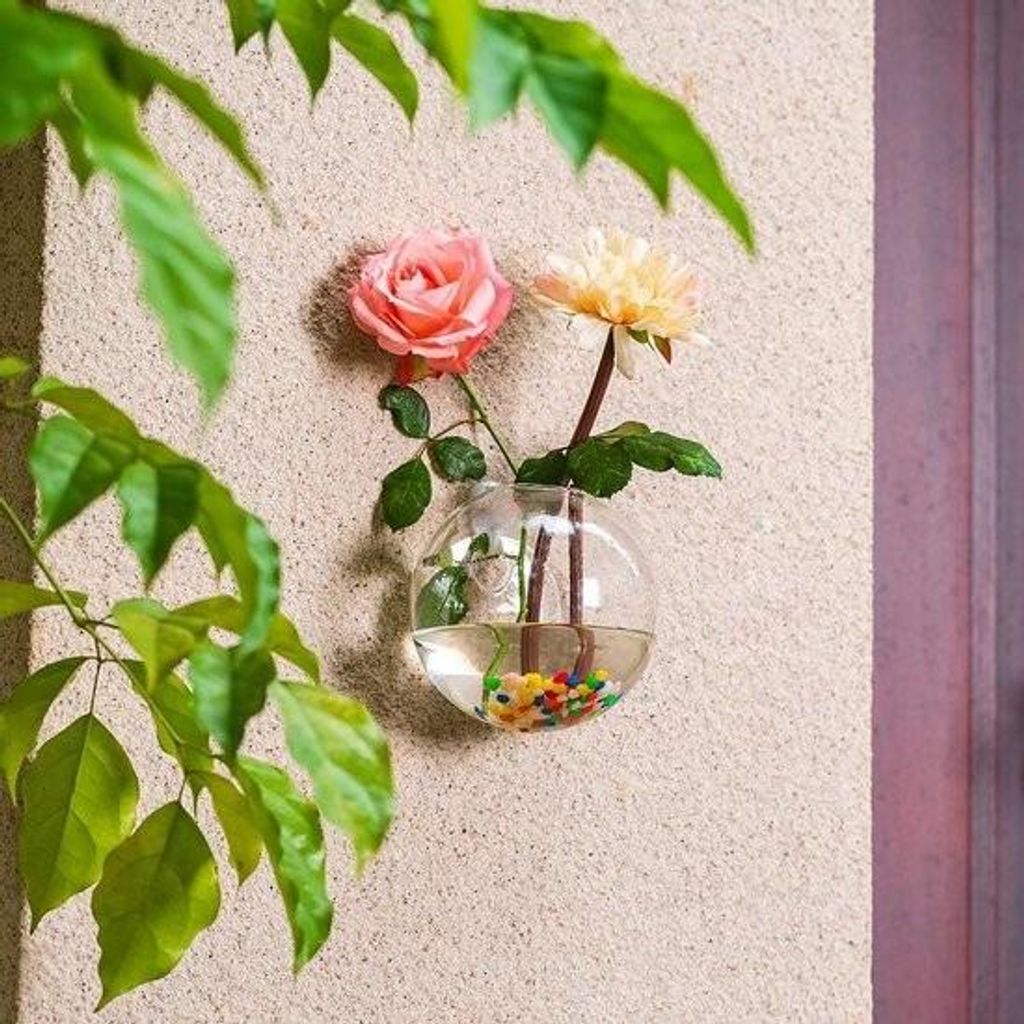 4 kreative Glasvasen für die Wand, Hängebehälter für Hydrokulturpflanzen, Wanddekoration für Zuhause/Wohnbereich