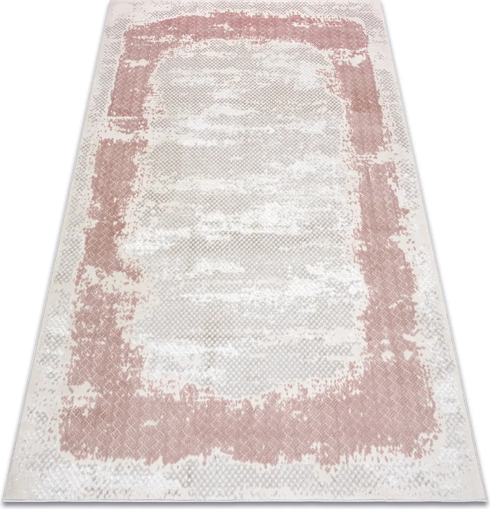 Tapis CORE A004 Cadre Beige et Rose 180x270 cm à Double Épaisseur de Poil
