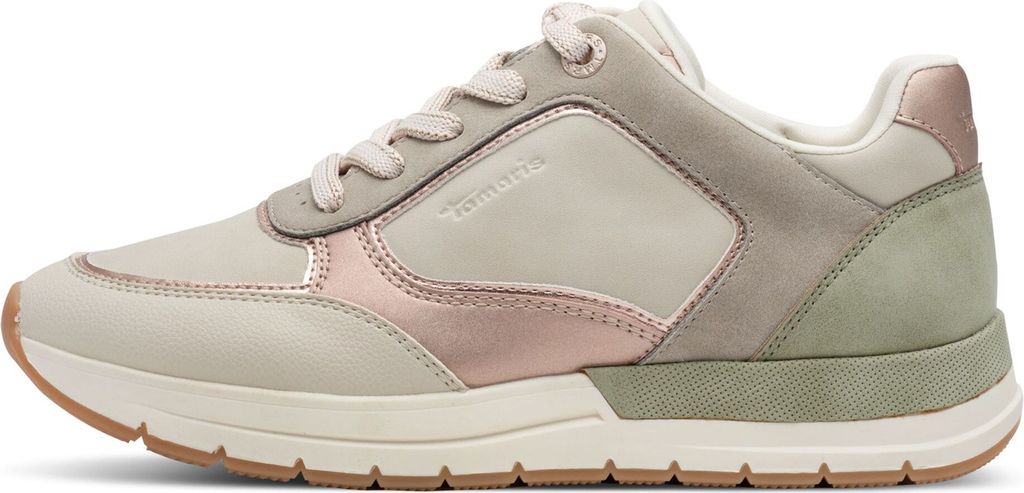 Tamaris Damen Sneaker mehrfarbiges Design mit losen Einlagen 1-23768-45, Größe:37 EU, Farbe:Beige