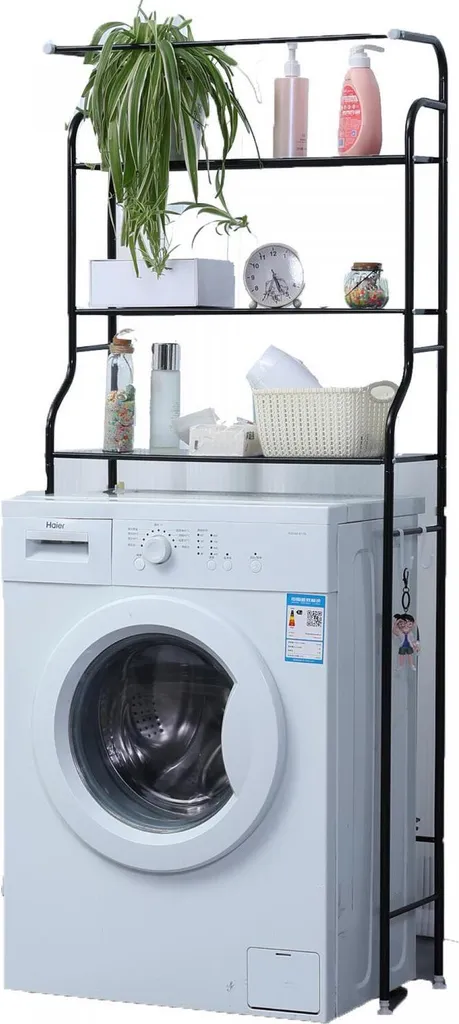 Herzberg HG03299 Etagère de rangement machine à laver 3 niveaux Noir