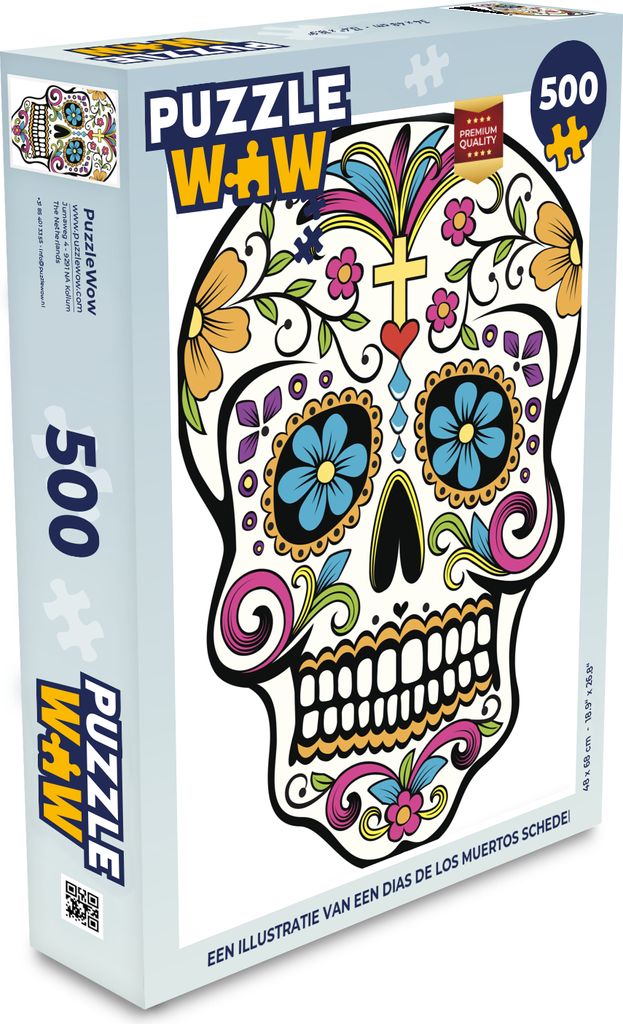 MuchoWow Puzzle 500 Teile Eine Illustration eines Dias De Los Muertos-Schädels - Denken - Spiel - Toy