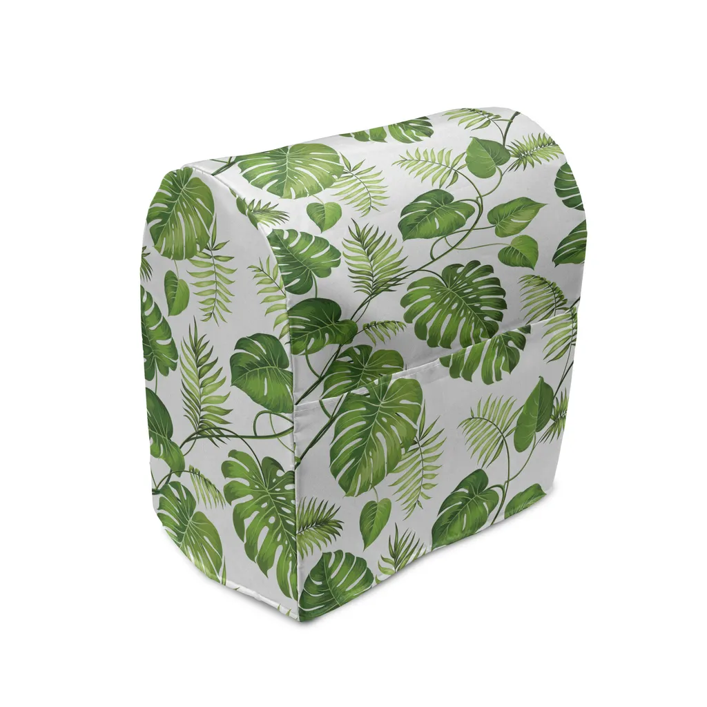ABAKUHAUS Copertura per frullatore a immersione, Strudel Palm Bananenstauden, Custodia per utensili da cucina con tasche, 36 x 39 x 24 cm, Verde pallido