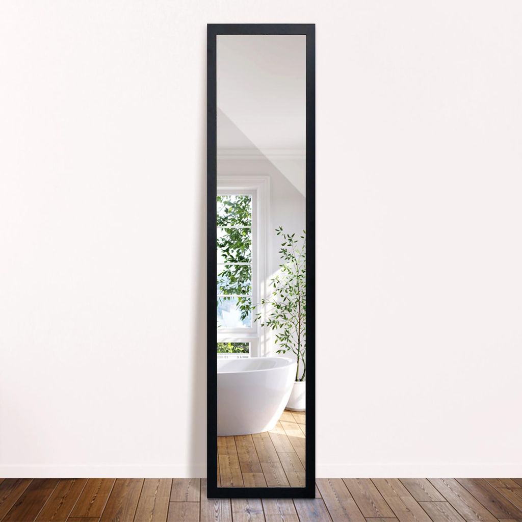 Standspiegel Ganzkörperspiegel 156 x 36 cm – Schwarzer Rahmen – Bodenspiegel freistehend – Spiegel in voller Länge – Design Ankleidespieg...