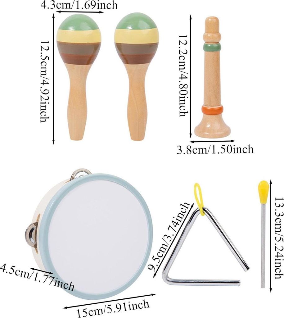 OKWISH Orff hudební nástroje pro děti, 6dílná sada Obrázek produktu 