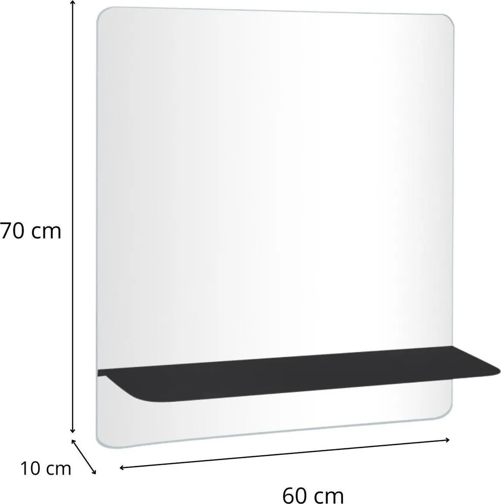 Specchio Rettangolare con Mensola Sorrento | Arredo Bagno Design 60x70 - 3
