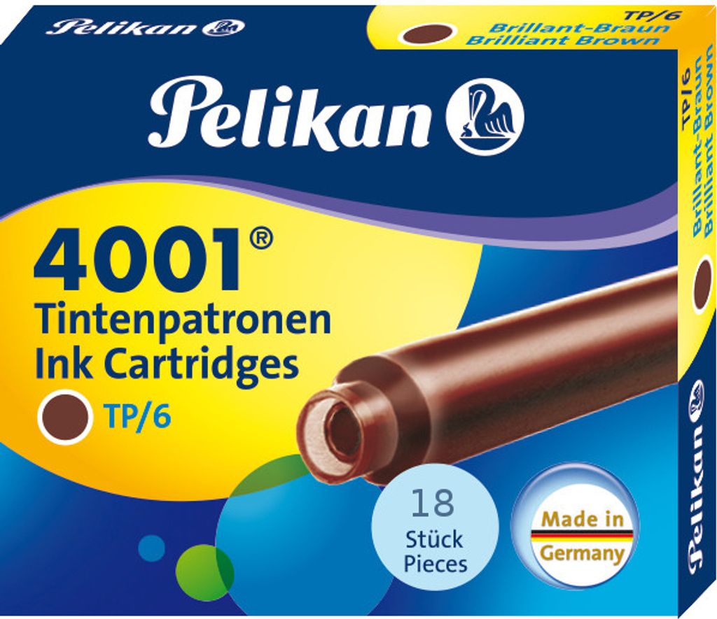 18 Pelikan Tintenpatronen 4001 / Füllerpatronen / Farbe: brilliant-braun