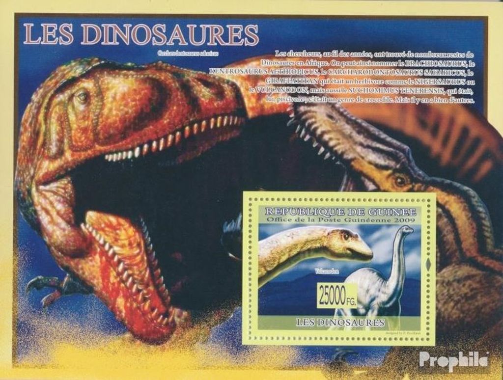 Briefmarken Guinea 2009 Mi Block 1662 (kompl. Ausgabe) postfrisch Dinosaurier, Vulcanodon